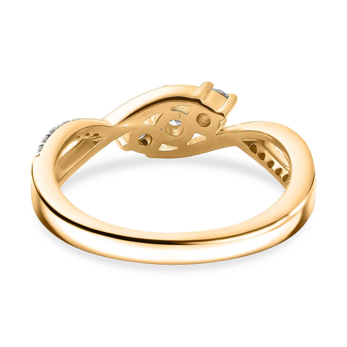 Royal Bali Collection - D'Joy Moissanite Trilogy Ring in 18K Vermeil Yellow Gold Plated Sterling Silver