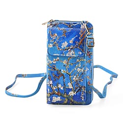 Designer Inspired Van Gogh Portrait Phone Crossbody Bag with RFID Blocking - Blue