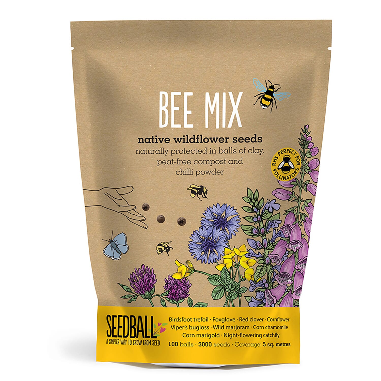 Seedball Bee Mix 100-Ball Wildflower Grab Bag - Yellow