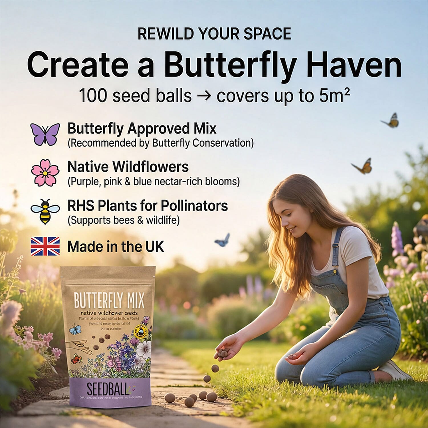 Seedball Butterfly Mix 100-Ball Wildflower Grab Bag - Purple