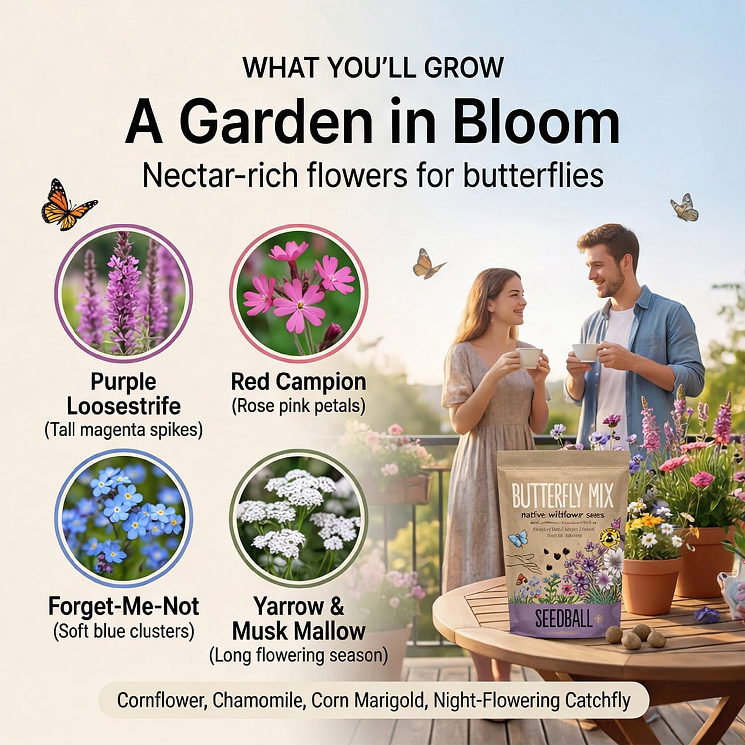 Seedball Butterfly Mix 100-Ball Wildflower Grab Bag - Purple