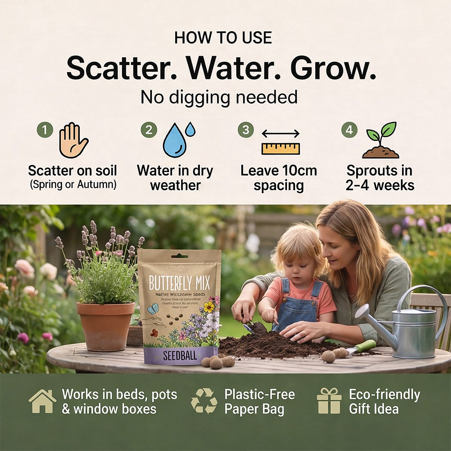 Seedball Butterfly Mix 100-Ball Wildflower Grab Bag - Purple