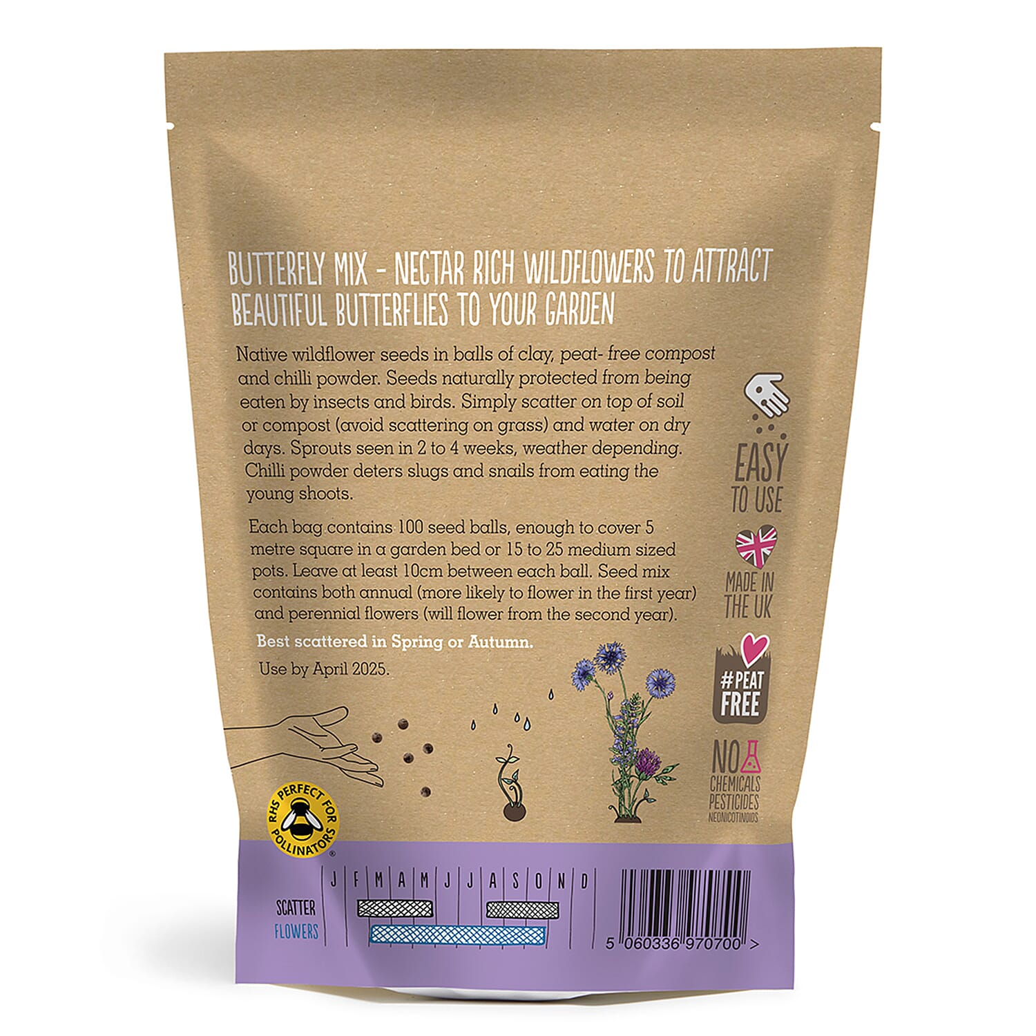 Seedball Butterfly Mix 100-Ball Wildflower Grab Bag - Purple