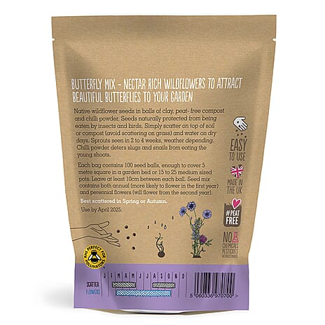 Seedball Butterfly Mix 100-Ball Wildflower Grab Bag - Purple