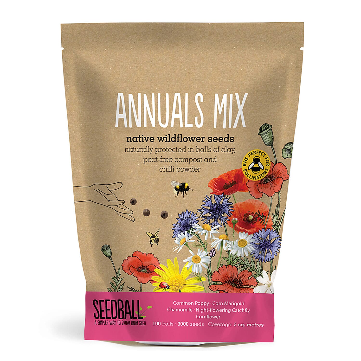 Seedball Annuals Mix 100-Ball Wildflower Grab Bag - Pink
