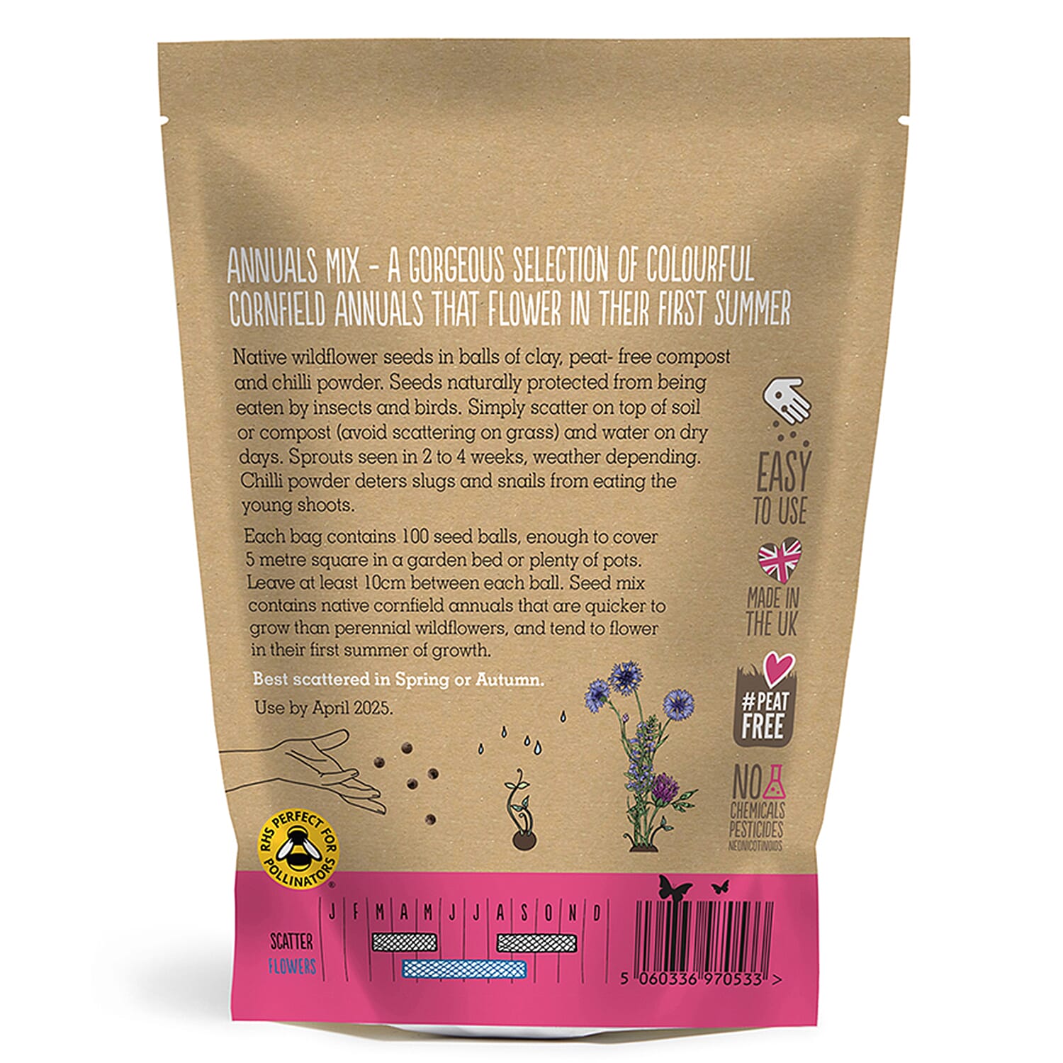 Seedball Annuals Mix 100-Ball Wildflower Grab Bag - Pink