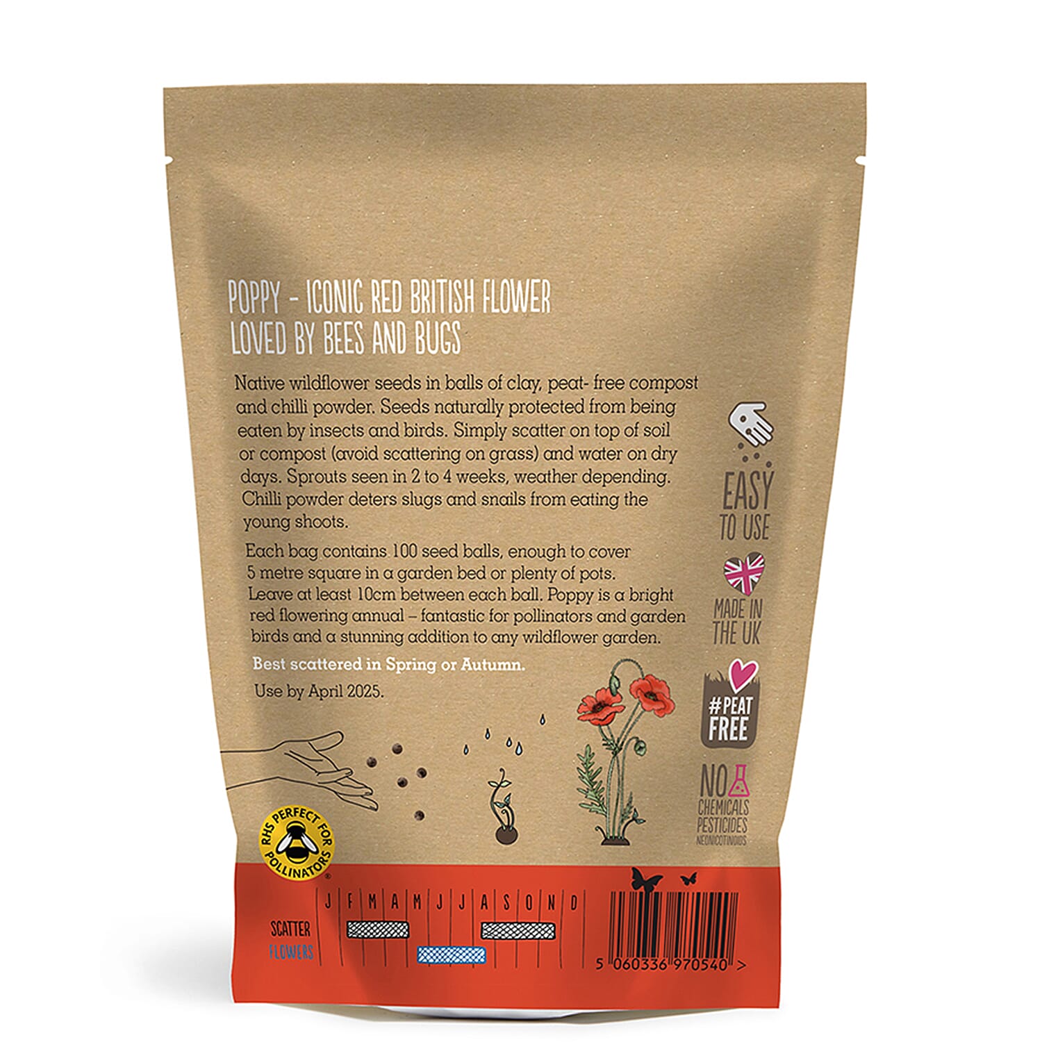 Seedball Poppy Mix 100-Ball Wildflower Grab Bag - Red