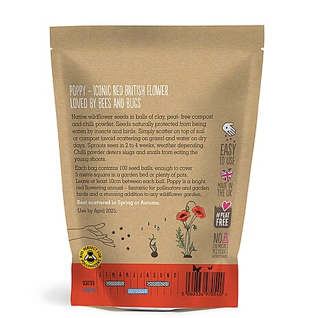 Seedball Poppy Mix 100-Ball Wildflower Grab Bag - Red