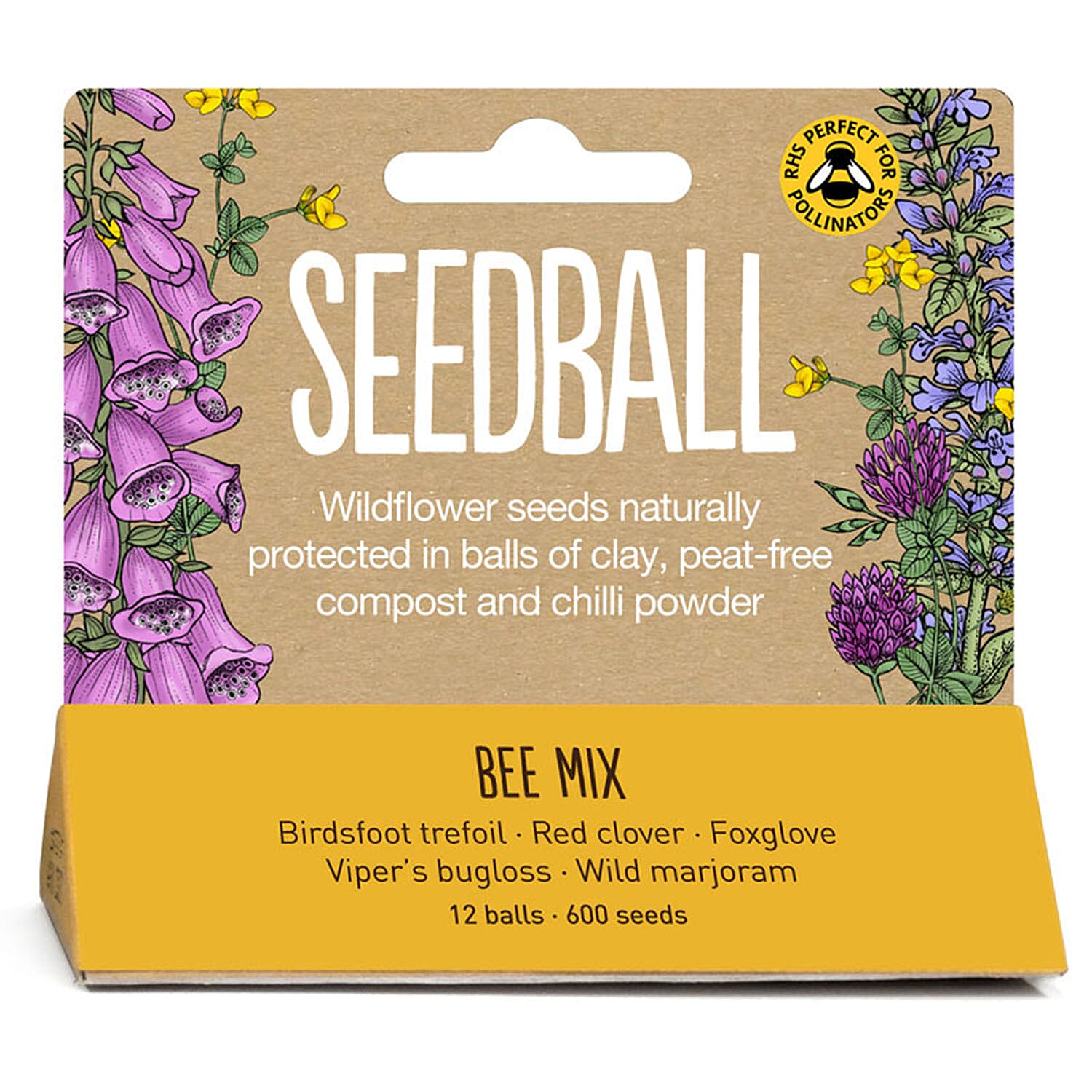 Seedball Bee Mix 12-Ball Wildflower Hanging Pack - Yellow
