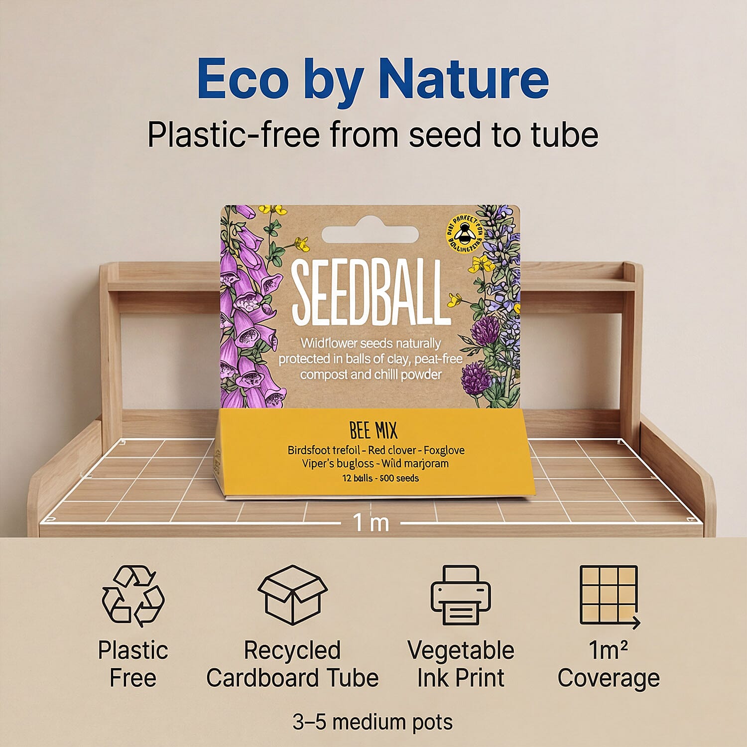 Seedball Bee Mix 12-Ball Wildflower Hanging Pack - Yellow