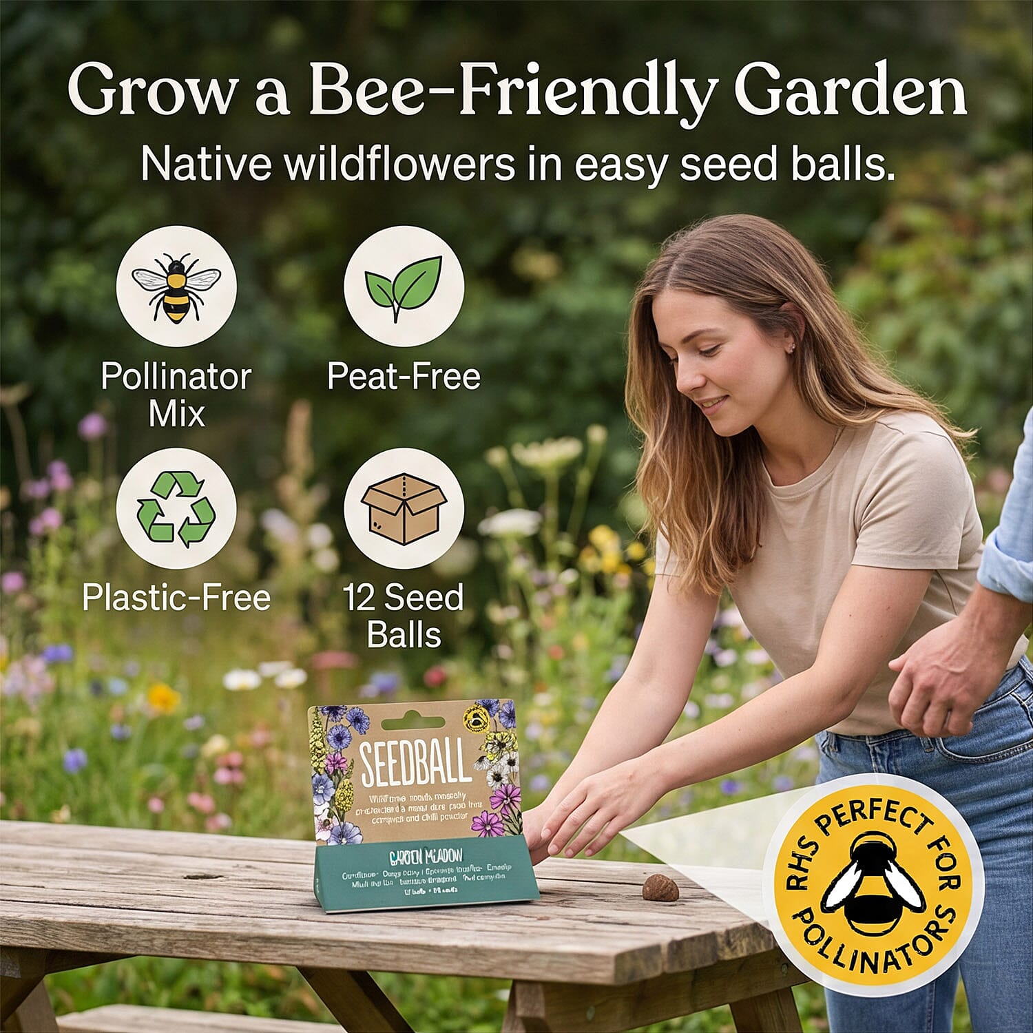 Seedball Bee Mix 12-Ball Wildflower Hanging Pack - Green
