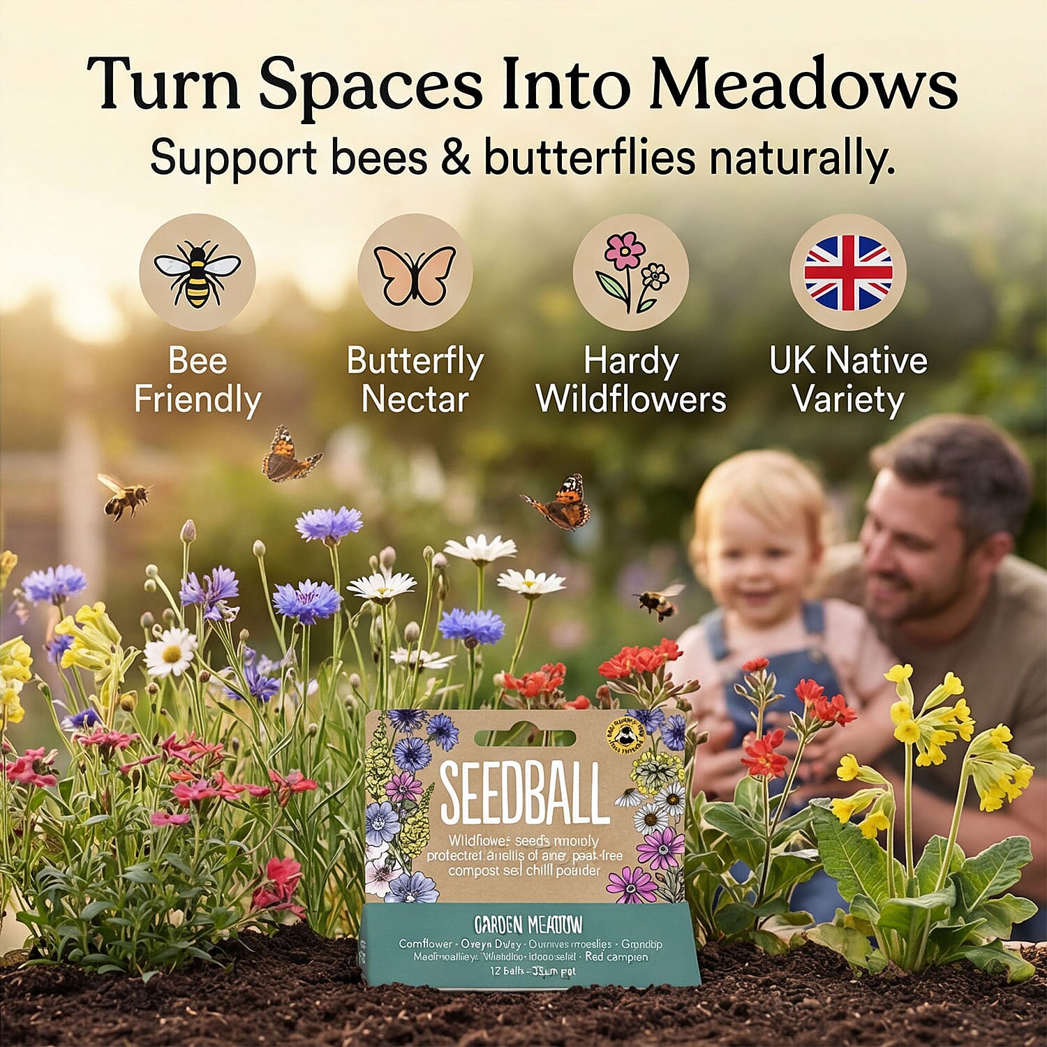 Seedball Bee Mix 12-Ball Wildflower Hanging Pack - Green