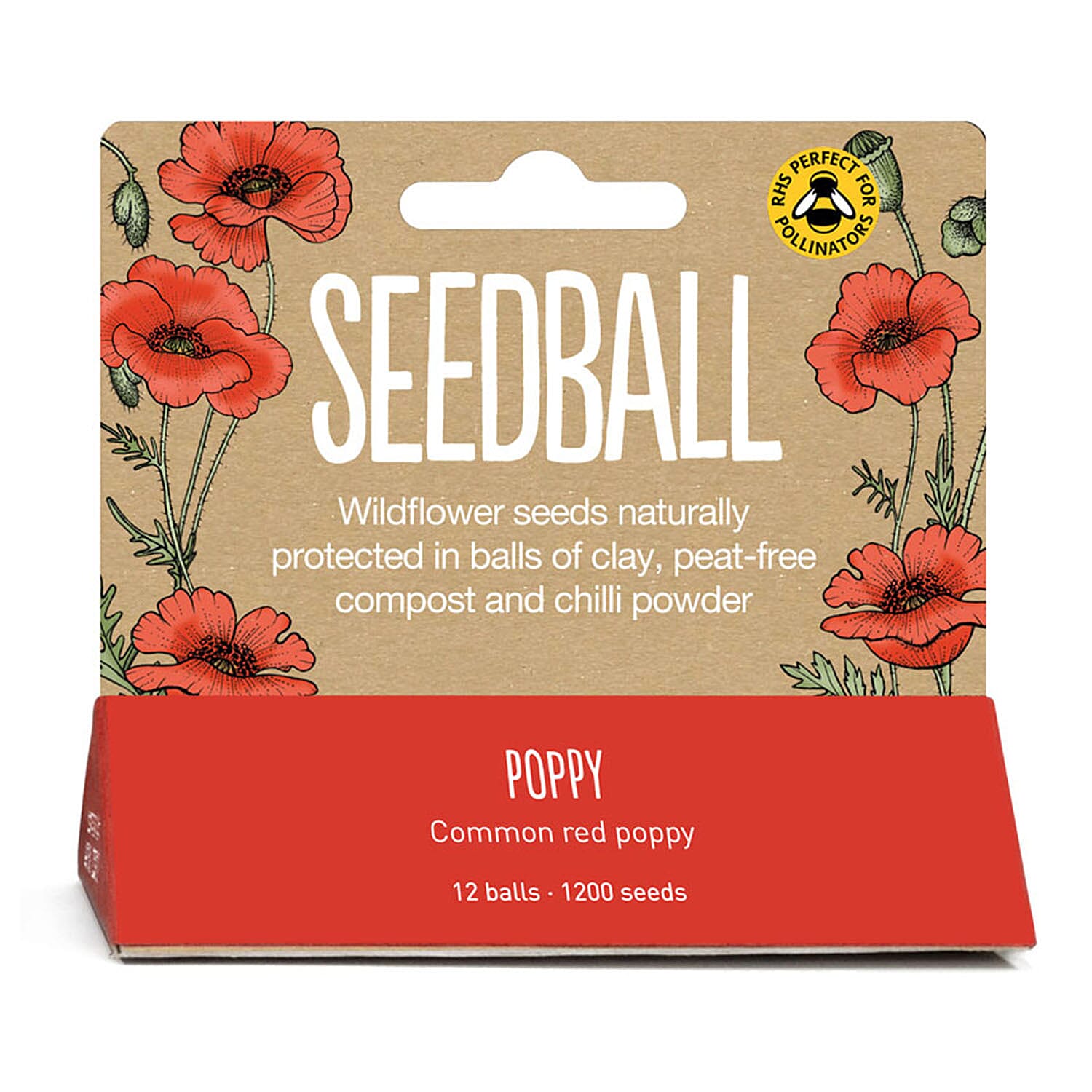 Seedball Bee Mix 12-Ball Wildflower Hanging Pack - Red