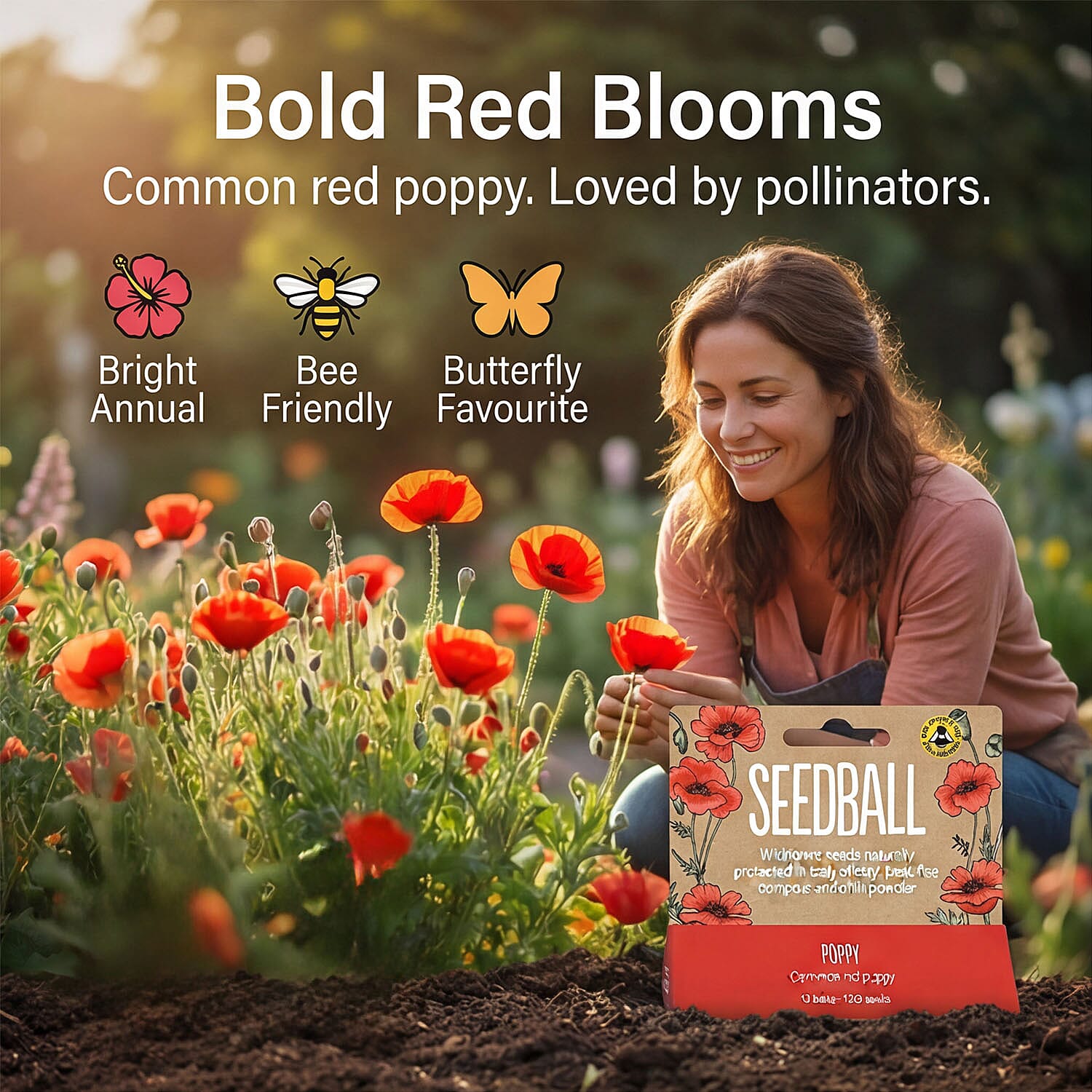 Seedball Bee Mix 12-Ball Wildflower Hanging Pack - Red