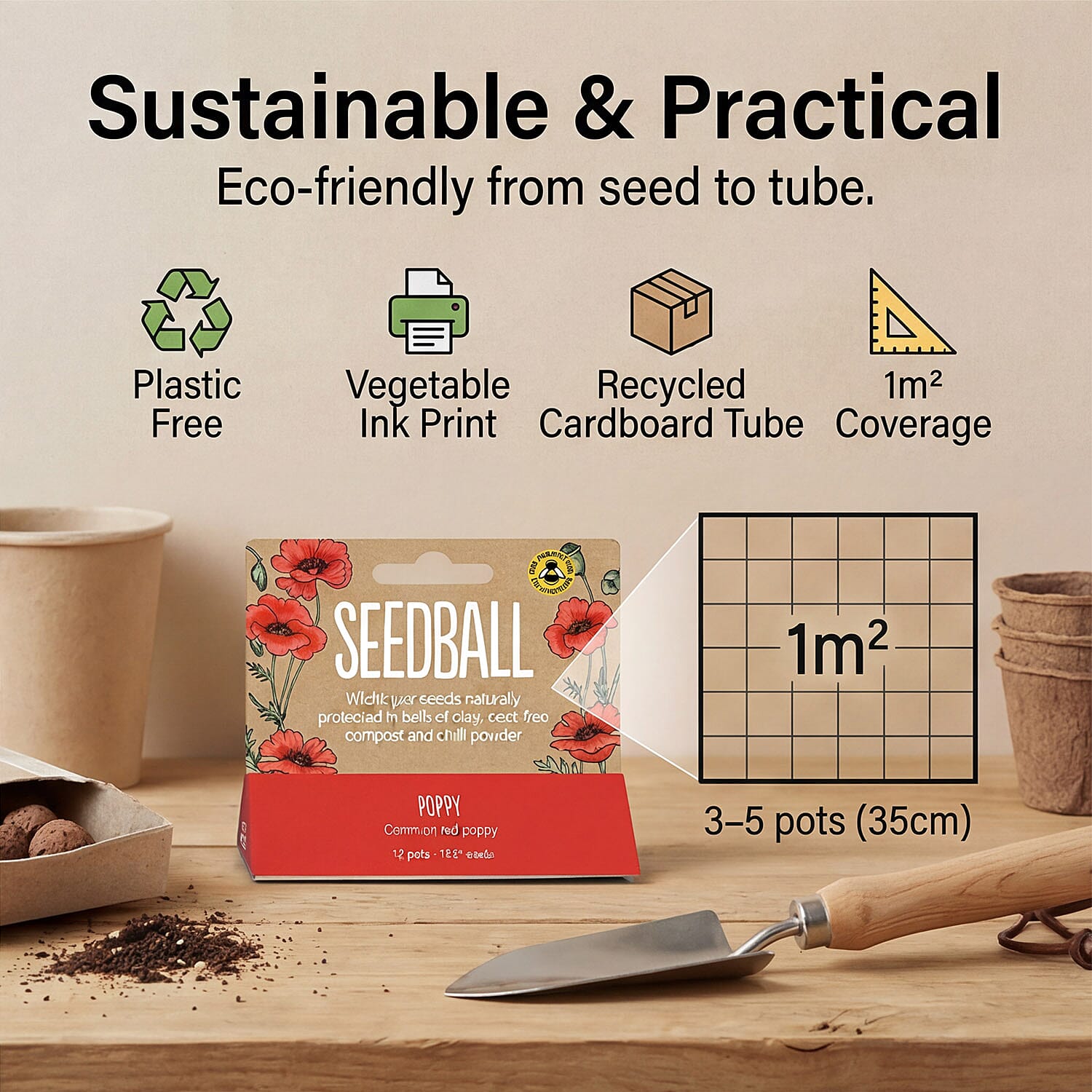 Seedball Bee Mix 12-Ball Wildflower Hanging Pack - Red