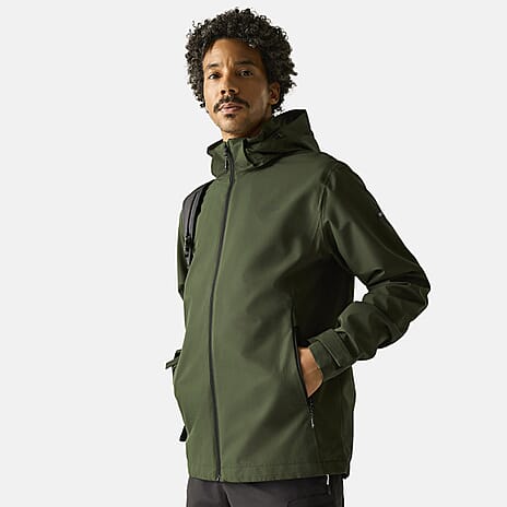 Regatta Mens Waterproof Jacket with Detachable Hood and Zipped Pockets (Size XXL) - Green