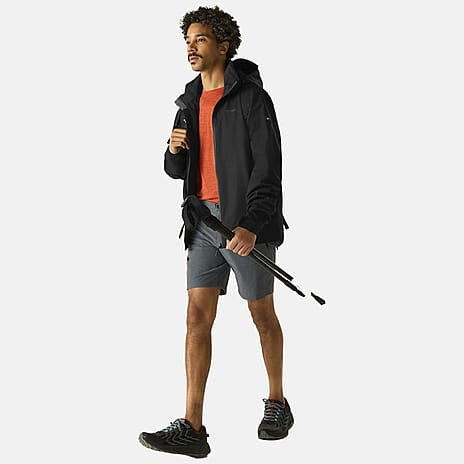 Regatta Mens Waterproof Jacket with Detachable Hood and Zipped Pockets (Size M) - Black