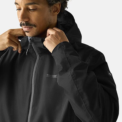 Regatta Mens Waterproof Jacket with Detachable Hood and Zipped Pockets (Size M) - Black