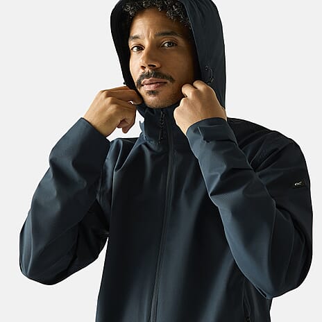 Regatta Mens Waterproof Jacket with Detachable Hood and Zipped Pockets (Size L) - Blue