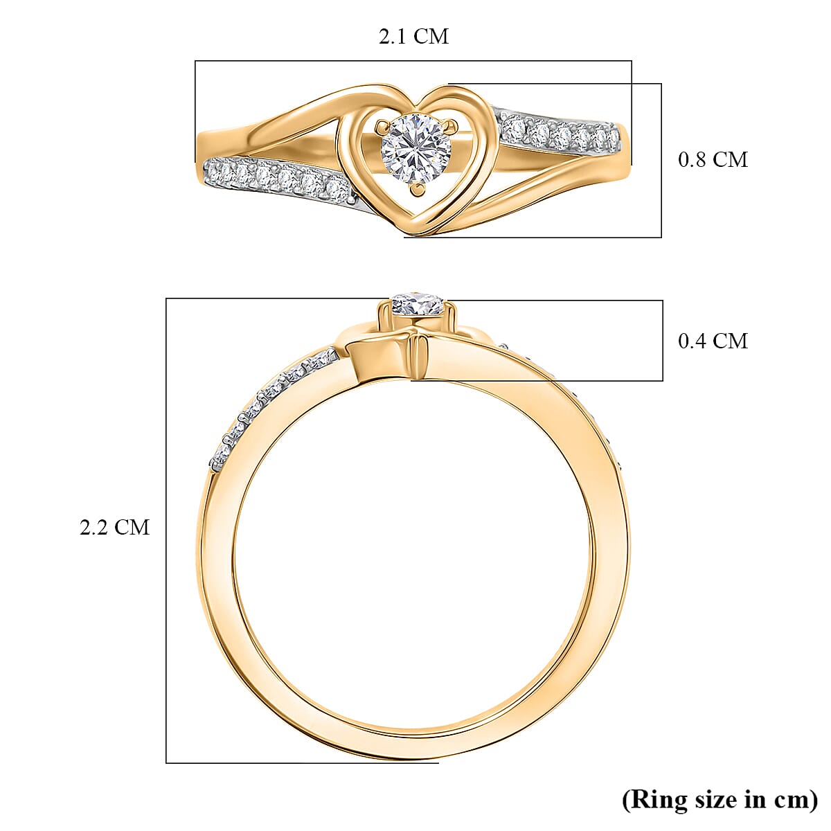 Royal Bali Collection - D'Joy Moissanite Solitaire Heart Ring in 18K Vermeil Yellow Gold Plated Sterling Silver