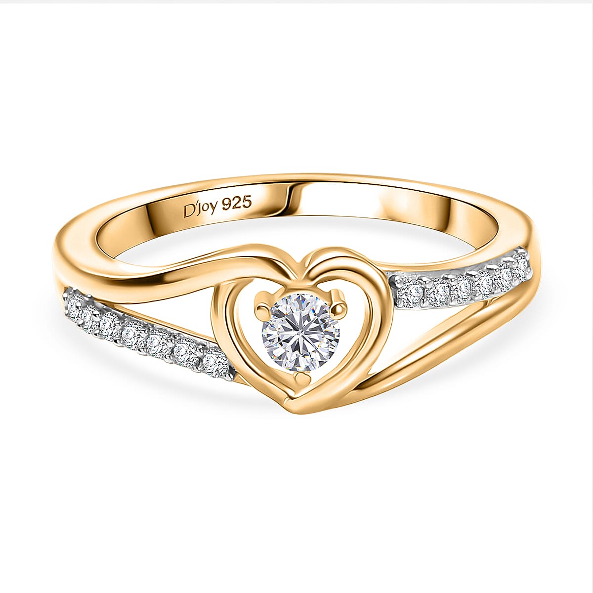Royal Bali Collection - D'Joy Moissanite Solitaire Heart Ring in 18K Vermeil Yellow Gold Plated Sterling Silver