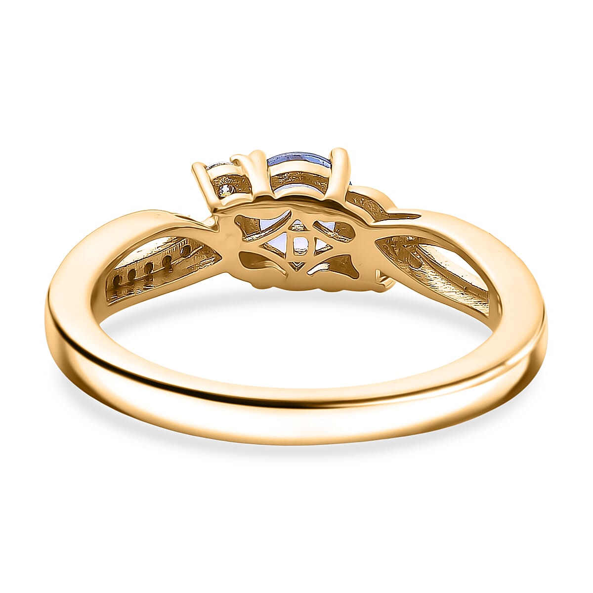 D'Joy Tanzanite & Moissanite Ring in 18K Vermeil Yellow Gold Plated Sterling Silver 0.62 Ct.