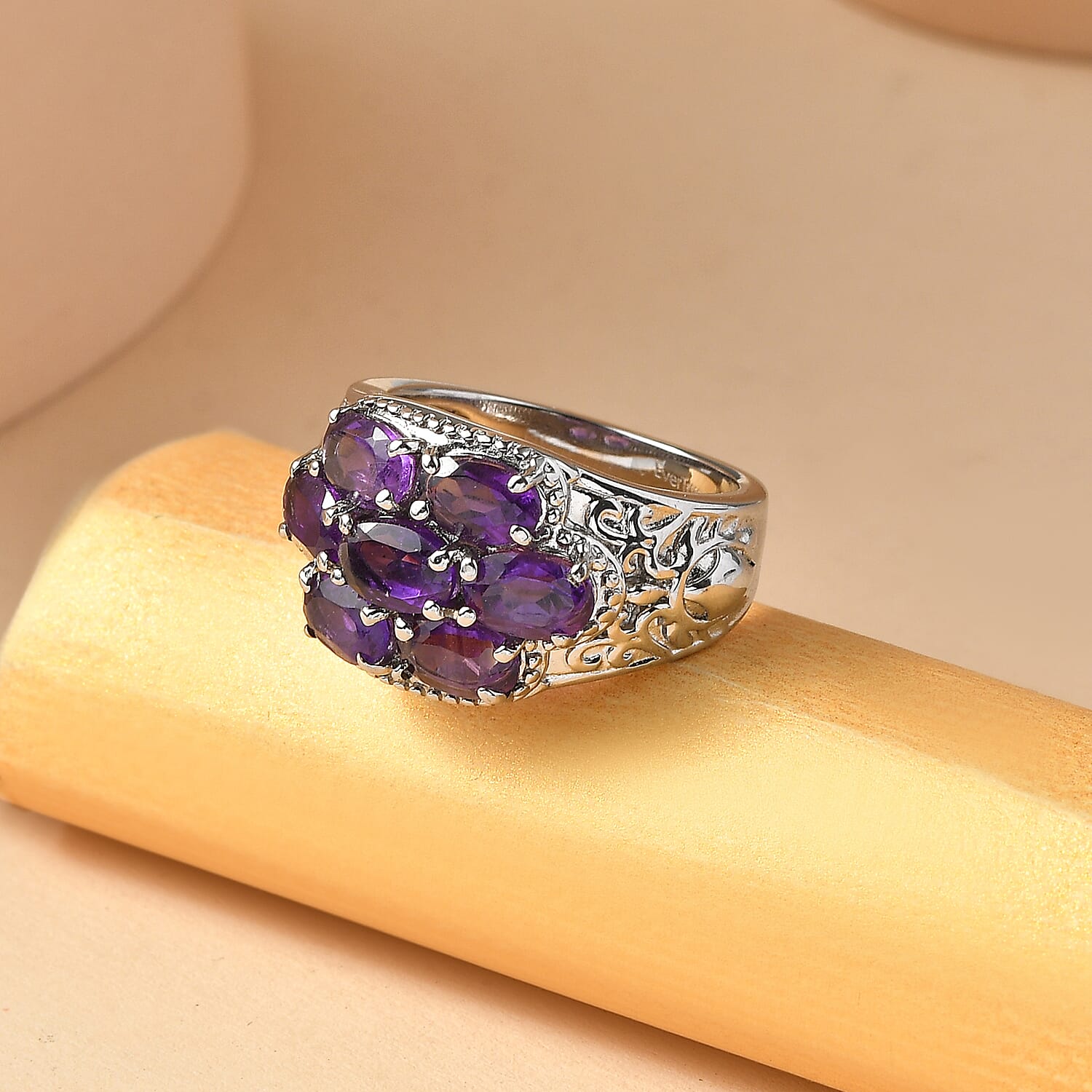 EverTrue Natural Zambian Amethyst Cluster Ring 3.03 Ct.