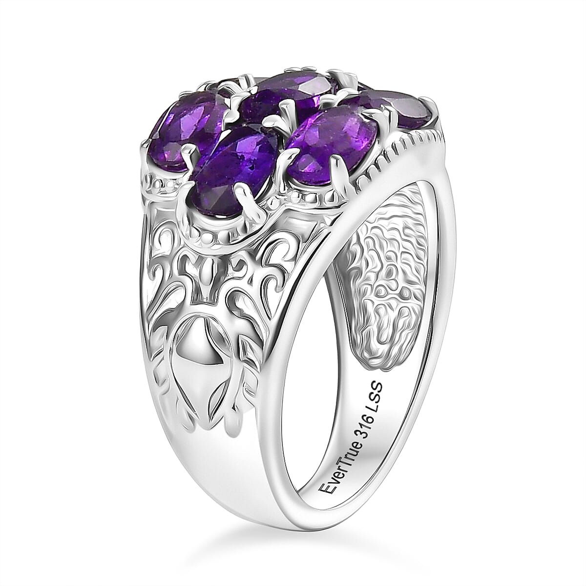 EverTrue Natural Zambian Amethyst Cluster Ring 3.03 Ct.