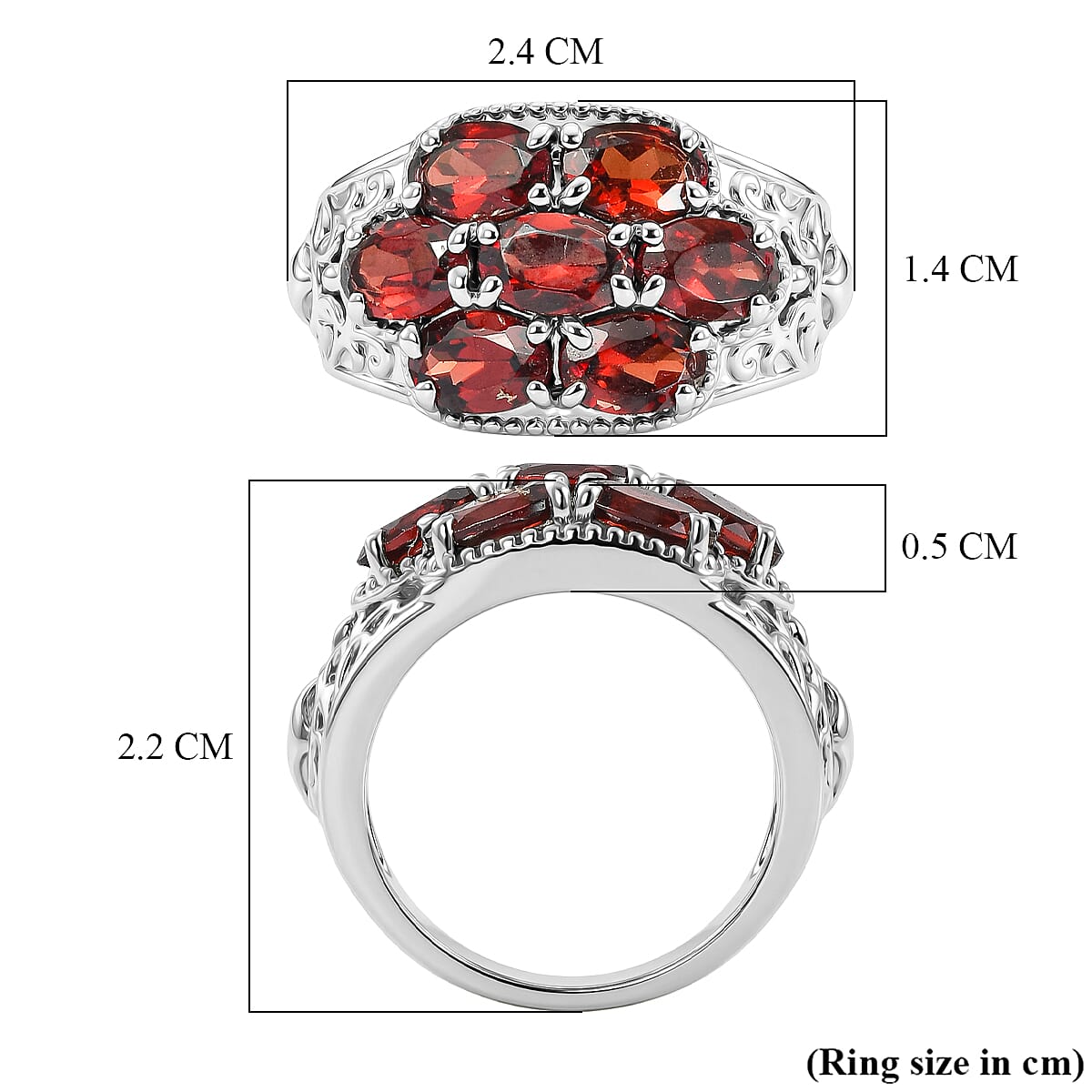 EverTrue Natural Mozambique Garnet Cluster Ring 3.84 Ct.