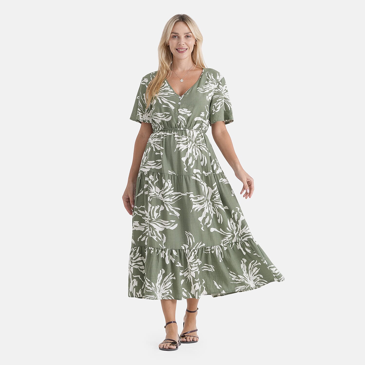La Marey Printed Dress (Size - Large) - Green