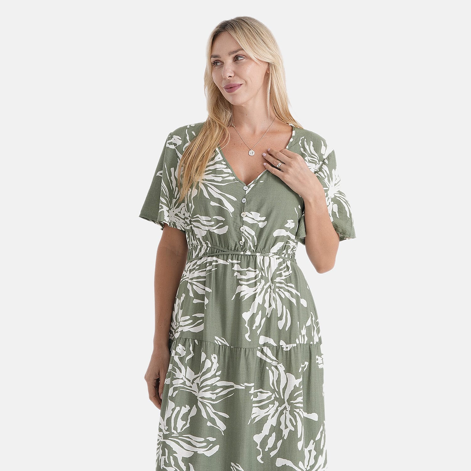 La Marey Printed Dress (Size - Large) - Green