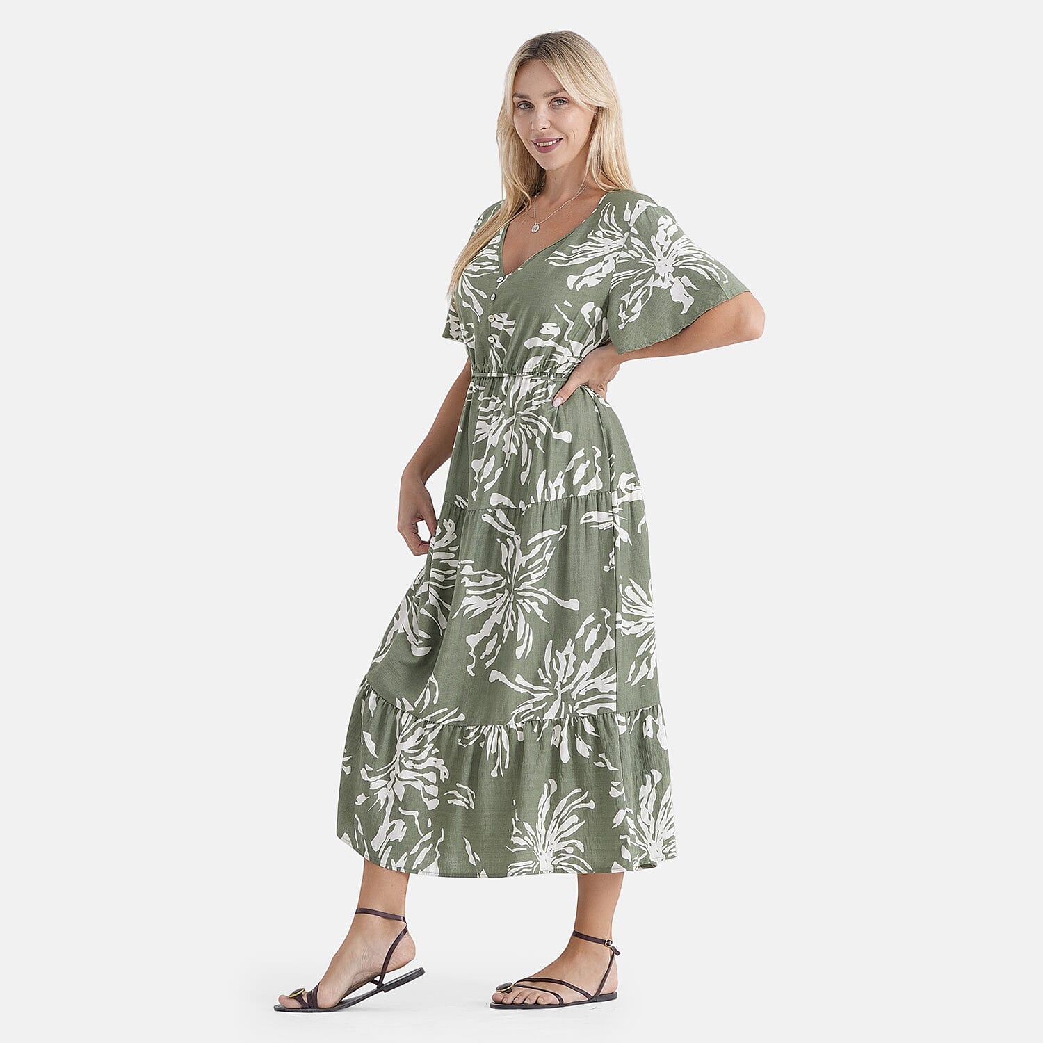 La Marey Printed Dress (Size - XL) - Green