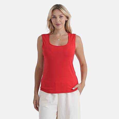 & Maisi Ladies Sleeveless Scoop Neck Tank Top (Size XL) - Red