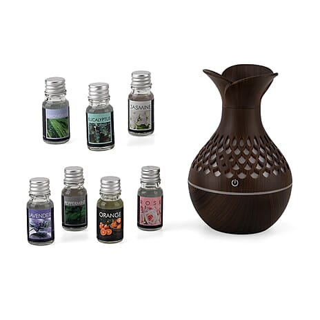 Ultrasonic Mist Humidifier With 7 Fragrance Oils - Dark Brown