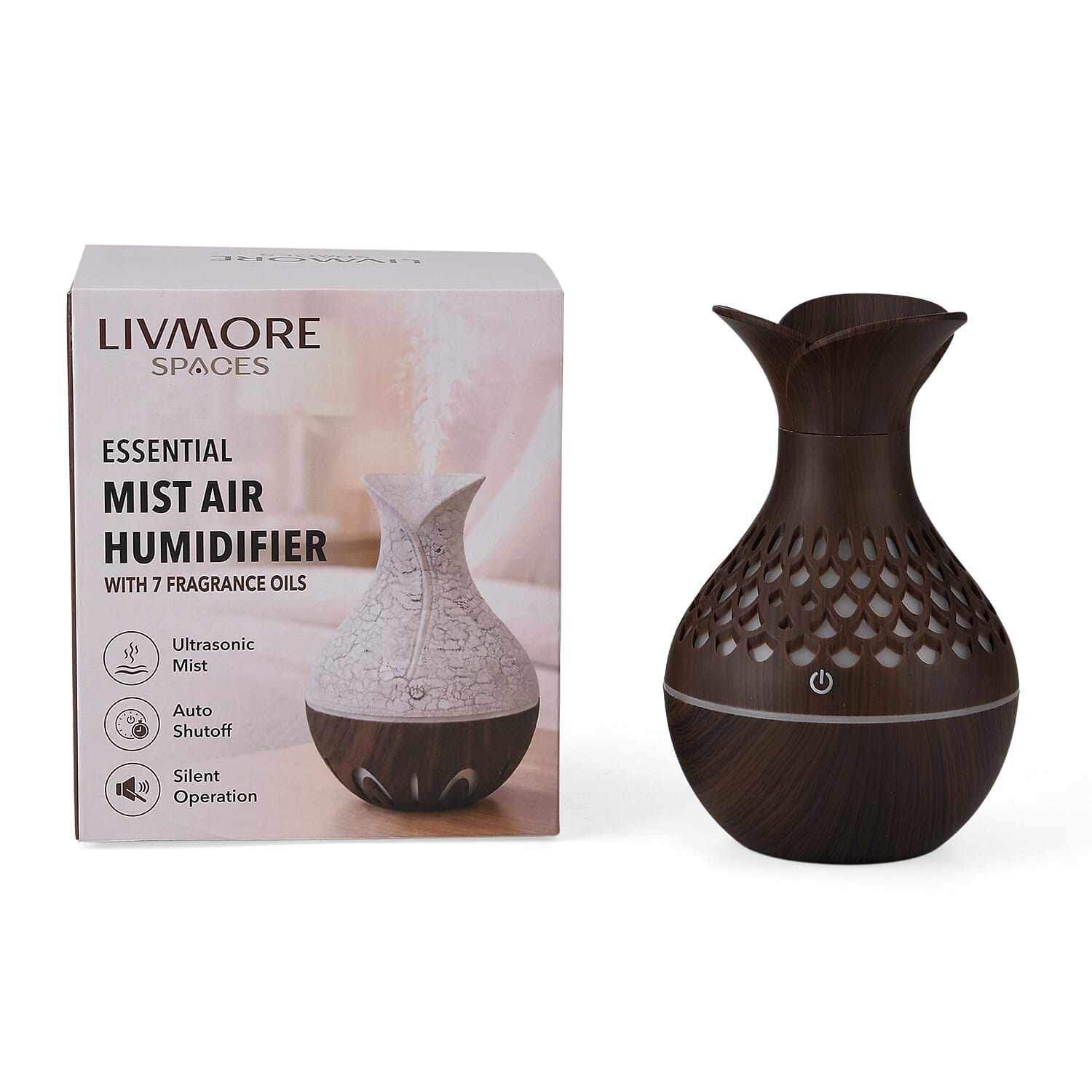 Ultrasonic Mist Humidifier With 7 Fragrance Oils - Dark Brown