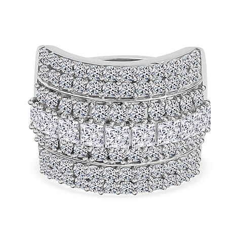 Luxuriant - SGL Certified SI-G-H Lab Grown Diamond Cluster Ring in Rhodium Overlay Sterling Silver 3.00 Ct.