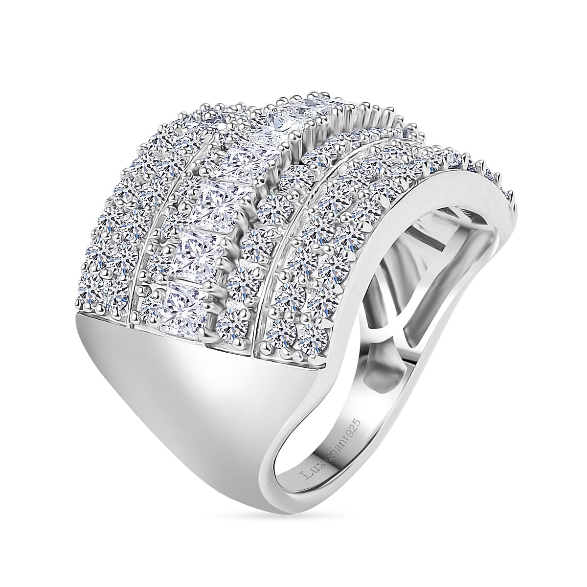 Luxuriant - SGL Certified SI-G-H Lab Grown Diamond Cluster Ring in Rhodium Overlay Sterling Silver 3.00 Ct.