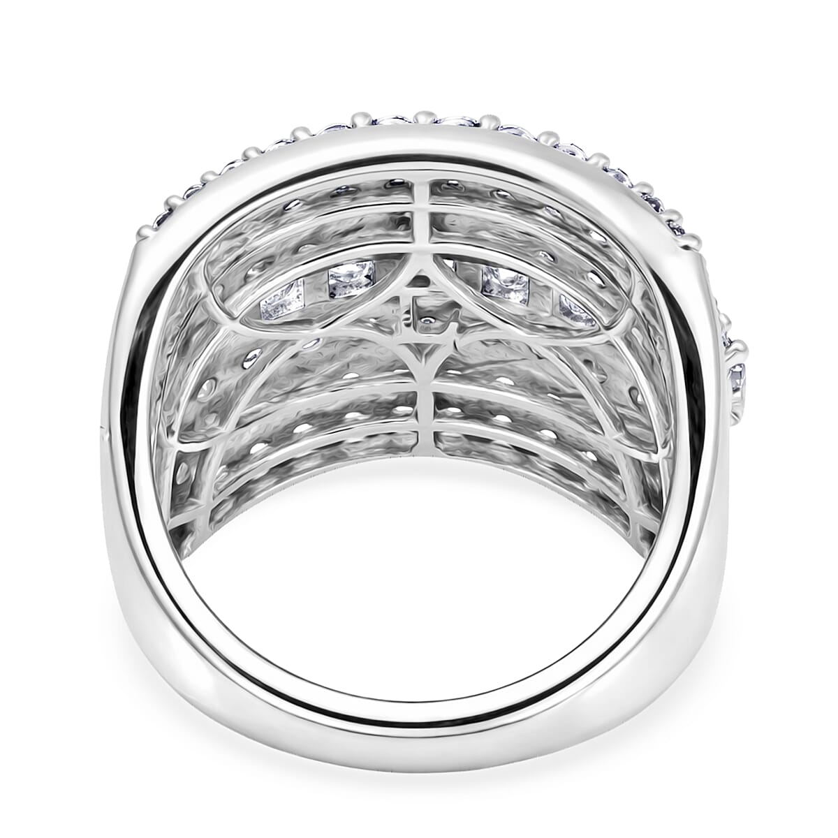 Luxuriant - SGL Certified SI-G-H Lab Grown Diamond Cluster Ring in Rhodium Overlay Sterling Silver 3.00 Ct.