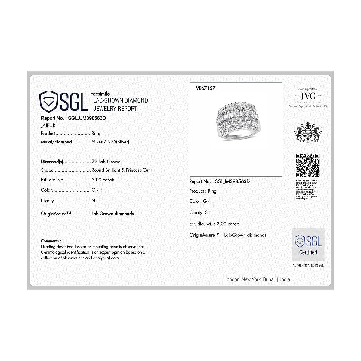 Luxuriant - SGL Certified SI-G-H Lab Grown Diamond Cluster Ring in Rhodium Overlay Sterling Silver 3.00 Ct.