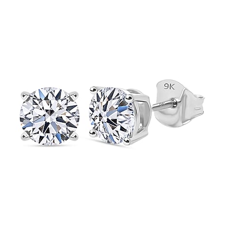 Luxuriant 9K White Gold SI Lab Grown Diamond GH, SI Earring, Gold Wt.1.2 Gms  2.000  Ct.