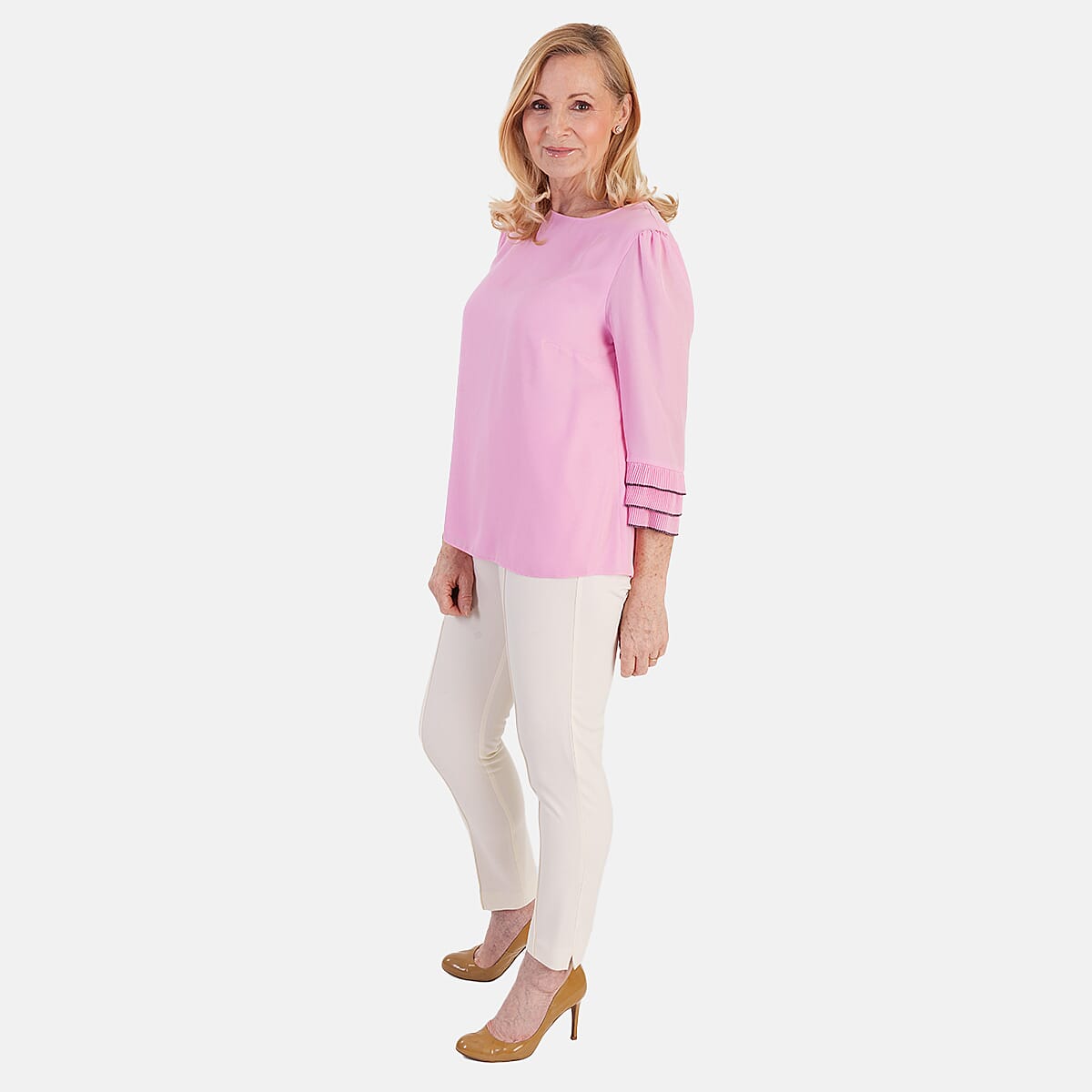 Marina Kaneva Elegant Flared Sleeve Hem Blouse 