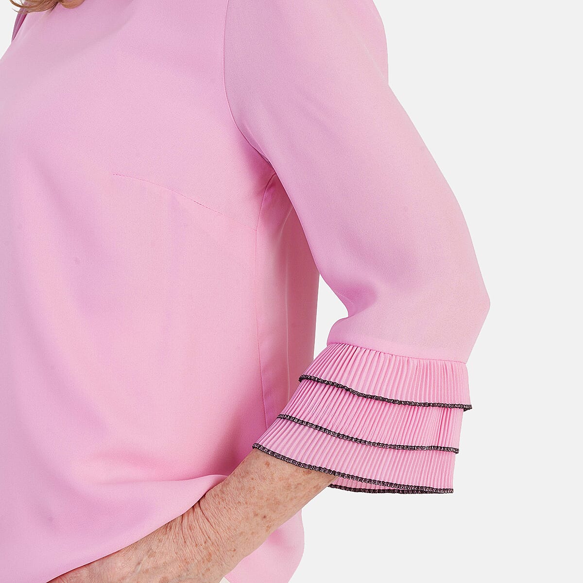 Marina Kaneva Elegant Flared Sleeve Hem Blouse 