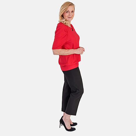 La Marey Textured Key Hole Top (Size 10) - Red