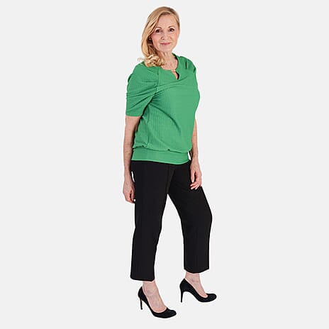 La Marey Textured Key Hole Top (Size 12) - Light Green