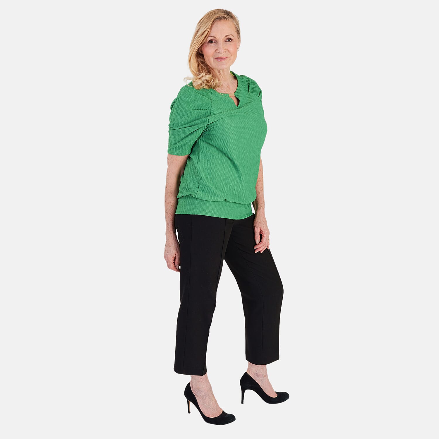 La marey Textured Key Hole Top