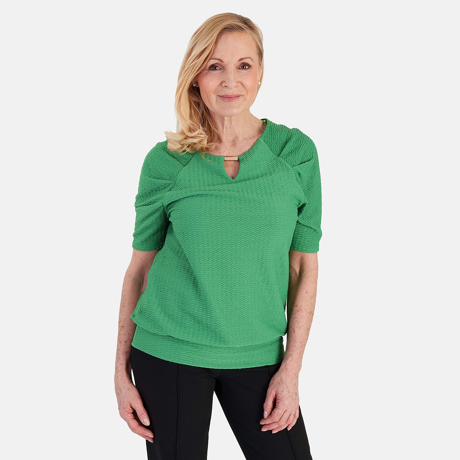 La marey Textured Key Hole Top