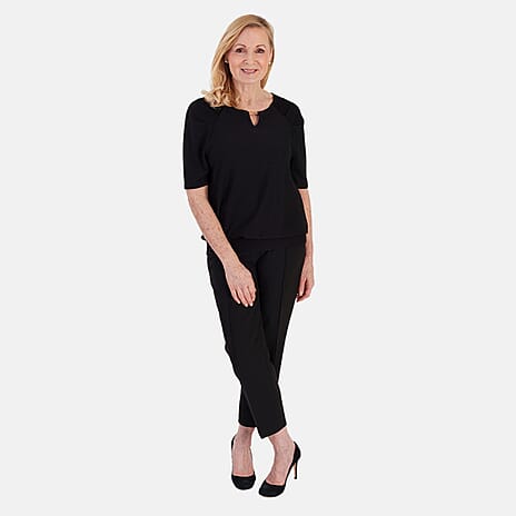 La Marey Textured Key Hole Top (Size 10) - Black