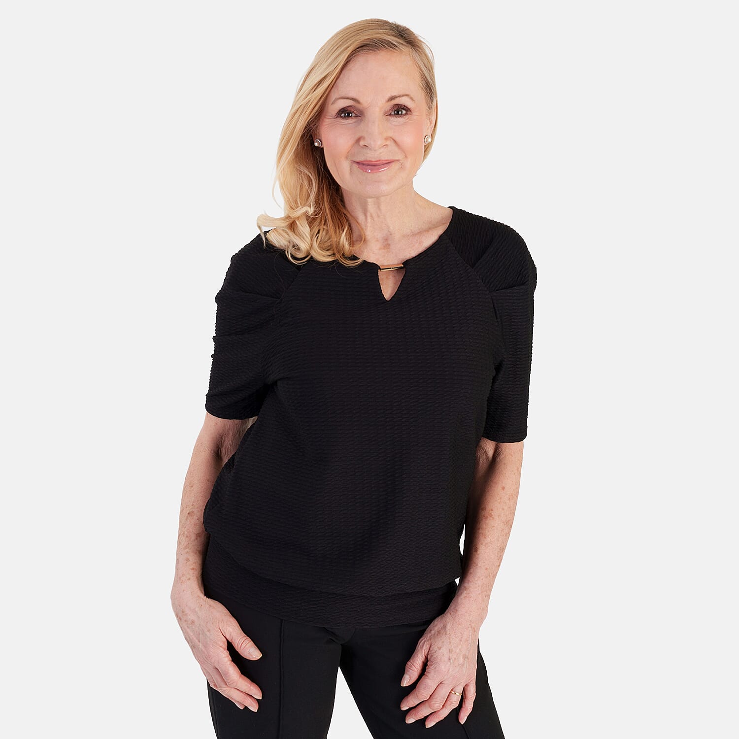 La marey Textured Key Hole Top