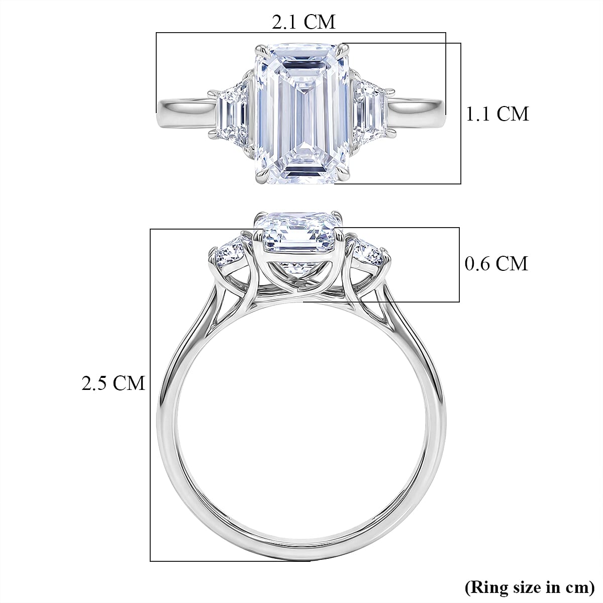 Luxuriant 950 Platinum IGI Certified VS-EF Emerald Cut Lab Grown Diamond Ring 3.00 Ct, Platinum Wt. 3.60 Gms