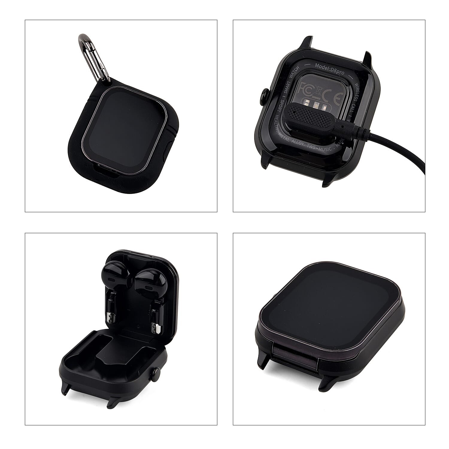 2 in 1 Integrated Wireless Earbuds Smartwatch Combo - Premium NFC Bluetooth Calling Watch with Heart Rate Blood Pressure Sleep Monitor Size 240mAh Battery 15 Day Lifetime - Black